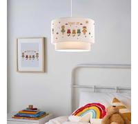 lux.pro Suspension Luminaire Charmante pour Enfant Plafonnier Lustre Lampe à Suspendre Abat-jour Double Chambre d'Enfant E27 Plastique Tissu Hauteur 70 cm Motif Animaux avec des Vêtements Blanc