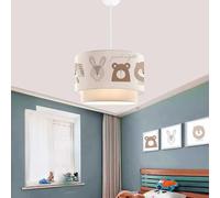 lux.pro Suspension Luminaire Charmante pour Enfant Plafonnier Lustre Lampe à Suspendre Accueillante avec Abat-jour Double Chambre d'Enfant E27 Plastique Tissu Hauteur 70 cm Motif Animaux Blanc