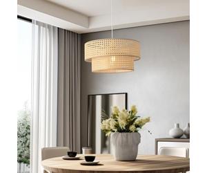 lux.pro Suspension Moderne et Stylée Lampe à Suspendre avec Abat-Jour Ø 40 cm Douille E27 Luminaire pour Salon Chambre Bureau Cuisine Salle à Manger Métal PVC Blanc Aspect Rotin