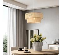 lux.pro Suspension Moderne et Stylée Lampe à Suspendre avec Abat-Jour Ø 40 cm Douille E27 Luminaire pour Salon Chambre Bureau Cuisine Salle à Manger Métal PVC Blanc Aspect Rotin