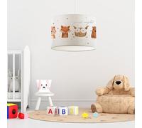 lux.pro Suspension Stylée pour Enfant Luminaire Intérieur Lampe à Suspendre Chambre d'Enfant Motif Animaux de la Forêt E27 Plastique Tissu Hauteur 70 cm Blanc