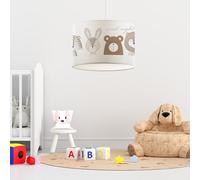 lux.pro Suspension Stylée pour Enfant Luminaire Intérieur Lampe à Suspendre Chambre d'Enfant Motif Animaux E27 Plastique Tissu Hauteur 70 cm Blanc