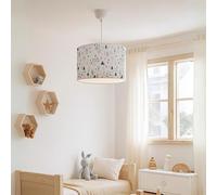 lux.pro Suspension Stylée pour Enfant Luminaire Intérieur Lampe à Suspendre Chambre d'Enfant Motif Arbres E27 Plastique Tissu Hauteur 70 cm Blanc