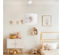 lux.pro Suspension Stylée pour Enfant Luminaire Intérieur Lampe à Suspendre Chambre d'Enfant Motif Éléphant E27 Plastique Tissu Hauteur 70 cm Blanc