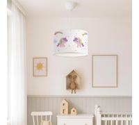 lux.pro Suspension Stylée pour Enfant Luminaire Intérieur Lampe à Suspendre Chambre d'Enfant Motif Licorne E27 Plastique Tissu Hauteur 70 cm Blanc