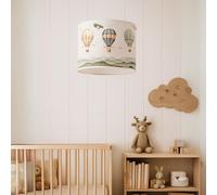 lux.pro Suspension Stylée pour Enfant Luminaire Intérieur Lampe à Suspendre Chambre d'Enfant Motif Montgolfière E27 Plastique Tissu Hauteur 70 cm Blanc