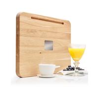 LUXANCO Planche à Découper Bois de Chêne FSC 42x30 - 2 en 1: Couper & Servir avec Rainure pour Jus, Poignées Latérales et Support Tablette - Planche Cuisine Viande Fromage Pain