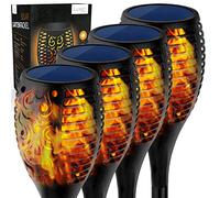 Luxari Torche de jardin - 4 torches solaires pour l'extérieur - Lampe solaire étanche - Lampes solaires automatiques pour extérieur