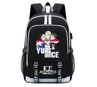 Luxaros Yuri!!! o-n Ice Sac à Dos Étudiants, Sac D'école Loisirse avec Impression, Cartable D'adulte pour Hommes Femmes, Cartable(Black)
