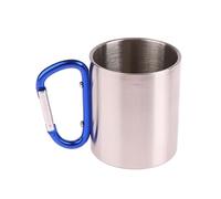 LUXBUT 220ml Stainless Steel Travel Cup with Carabiner Hook Camping Mug Cup with D-Ring Carabiner Hook