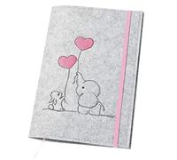 Luxdag Pochette pour carnet de santé, avec bande élastique, en feutre, couleur et broderie au choix, organiseur pour carnet d'examen et de vaccination d’enfant, cadeau pour les futures mamans
