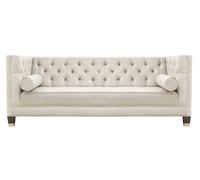 Luxe Beige Chesterfield velours trois places meubles rembourrés hôtel salon pratique