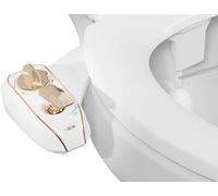 LUXE Bidet NEO 320 Plus - Bidet à fixer sur abattant WC, charnières innovantes, installation coulissante, auto-nettoyage 360°, eau chaude, double buse, lavage arrière et féminin, doré