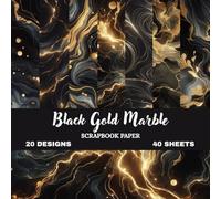 Luxe Black Gold Marble Papers: Elegant Fluid Art Scrapbook Collection | 8.5 × 8.5 Inch | Premium Matte Finish | Decorative Craft & Journaling Paper Pack