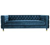Luxe bleu Chesterfield velours trois places meubles rembourrés hôtel salon pratique