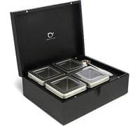 Luxe - Boîte à thé noire 4 compartiments - Set à thé - Comprend 100 tasses de thé - Thé noir, thé vert, thé rooibos, tisane et thé blanc - Cuillères à mesurer - Paquet de thé - Paquet de Noël - Cadeau