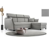Luxe, Canapé d'angle avec fonction sommeil pratique (198x127 cm) Canapé-lit, Canapé-lit, et appuie-têtes réglables, Coffre de lit intégré, Canapé layout à droite Dimensions 227x161 cm Gris