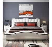 Luxe Chambre à coucher double Bois Lits Textiles 180x200 Lit Classique Lit Tapissé