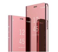Luxe Coque Samsung Galaxy Note 20 Ultra (5G), Integral Protection Cuir Translucide Clear View Cover Antichoc avec Support, Or rose