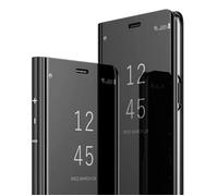 Luxe Coque Samsung Galaxy S9 Plus, Integral Coque Folio Protection Cuir Souple Translucide Miroir avec Support, Noir