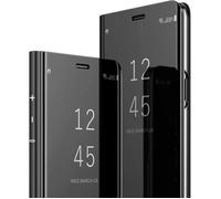Luxe Coque Samsung Galaxy Z Fold2 (5G), Integral Protection Cuir Slim Translucide Clear View Cover Antichoc Support, Noir