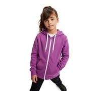 LUXE DIVA Sweat à capuche en polaire uni avec fermeture éclair pour filles et garçons de 3 à 13 ans, violet, 13 ans