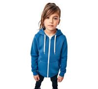 LUXE DIVA Sweat à capuche en polaire uni avec fermeture éclair pour filles et garçons de 3 à 13 ans, bleu jean, 7-8 ans