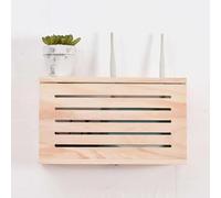 Luxe en Bois avec Porte, Boîte De Rangement De Routeur sans Fil WiFi Mural Grande Boîte De Gestion des Câbles D’Alimentation en Bois Et Boîte De Rack D’Organisation pour, 49CM