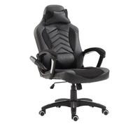 Homcom Luxe Fauteuil/Chaise de Bureau avec Fonction de Massage et de Réchauffage Dossier Inclinable Modèle de Course Noir