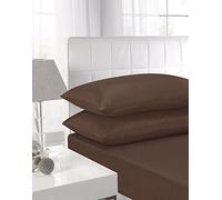 Luxe Infroissable Uni en polycoton percale Drap-housse 25 cm (22,9 cm) de profondeur, 50 % coton, 50 % polyester, chocolat, Simple