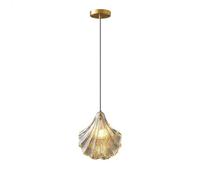 Luxe moderne luxe simple coquille en verre lustres de chambre à coucher Balcone de lit de chambre à coucher barre décorative lampe suspendue LED E14 Source légère Pendant Light Modern Minimalist Home
