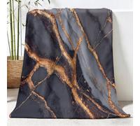 Luxe Moderne Style, Doux Gris Couverture en Flanelle | Super Douce et Confortable Marbre Fissures Veines Couverture polaire, 150 x 200 cm pour télévision ou sieste