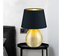 Luxe Nuit Lampe de Table Récolte Tissu Couleur Dorée Sommeil Chambre Intérieur