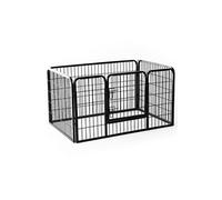 HomCom Parc enclos Luxe acier 125×80×70 cm pour chiens 4 panneaux 1 porte Noir