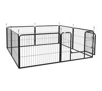 Luxe Parc Enclos Modulable Acier 8 Panneaux Dim. 80l X 60h Cm - Porte Verrouillable - Acier Époxy Noir