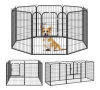 PawHut Luxe Parc enclos modulable Acier époxy Porte verrouillable pour Chiens, Lapins, rongeurs, Petits Animaux, intérieur et extérieur 80 x 100 cm Noir