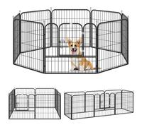 Luxe Parc Enclos Modulable Pour Chien 8 Panneaux Porte Verrouillable Acier Époxy Noir