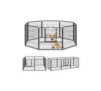 PawHut Parc enclos modulable – Acier époxy, porte verrouillable – 80 x 80 cm Noir