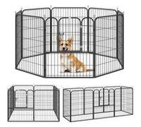Luxe parc enclos modulable pour chien 8 panneaux porte verrouillable acier époxy noir Noir G