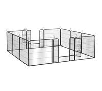 PawHut Luxe Parc enclos modulable Acier époxy Porte verrouillable pour Chiens, Lapins, rongeurs, Petits Animaux, intérieur et extérieur 80 x 80 cm Gris