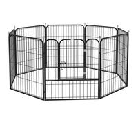 PawHut Parc enclos modulable – Acier époxy, porte verrouillable – 80 x 80 cm Noir