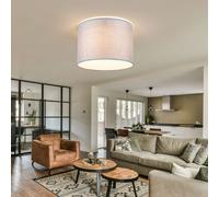 Plafonnier sommeil chambre textile abat-jour lampe spot gris Globo 24689D 