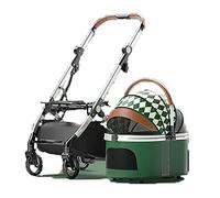 Luxe Pour Animaux De Compagnie Transporteur Animaux Sac Transport Cage Chariot Pour Chat À 4 Roues Portable Pliable Poussette Chien Charge Inférieure À 15 Kg (Color : Green)