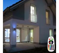 Applique murale exterieure terrasse aluminium up down applique murale exterieur noir exterieur porte d'entrée, changement de couleur dimmable avec télécommande, 2x RGB LED 4W 220lm 3000K, LxH 6,5x14,5