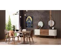 Luxe Salle à manger Coin repas Table Chaises Bois 8pcs Blanc Set