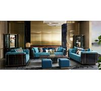 luxe salon meubles velours canapé ensemble table basse designer paysage de salon