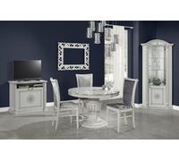Luxe Set 3pcs Salle à manger Table Vitrine Commode Ronde Tables Table Commodes