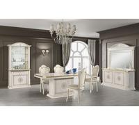 Luxe Set Salle à manger Table Chaise Commode Miroir Vitrine Table Groupe 8pcs.