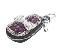 Luxe Strass Voiture Key Holder avec Bow, Signal Débloqué Pochette en Cuir pour Télécommandes (Rose)