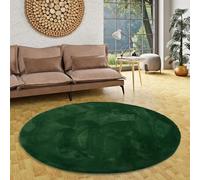 Luxe Super Soft Art Tapis en Fourrure Plush Rond Vert Sapin | Super Moelleux | Salon Chambre à Coucher Chambre d'enfants